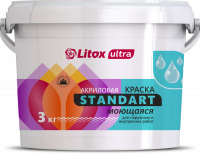 Краска ЛИТОКС ULTRA STANDART для наружных и внутренних работ 3 кг